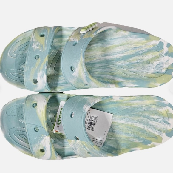 Crocs Classic Two‎ Strap Slide Shoes Mens Size 11 Green Tie Dye Comfort Sandals main image 4